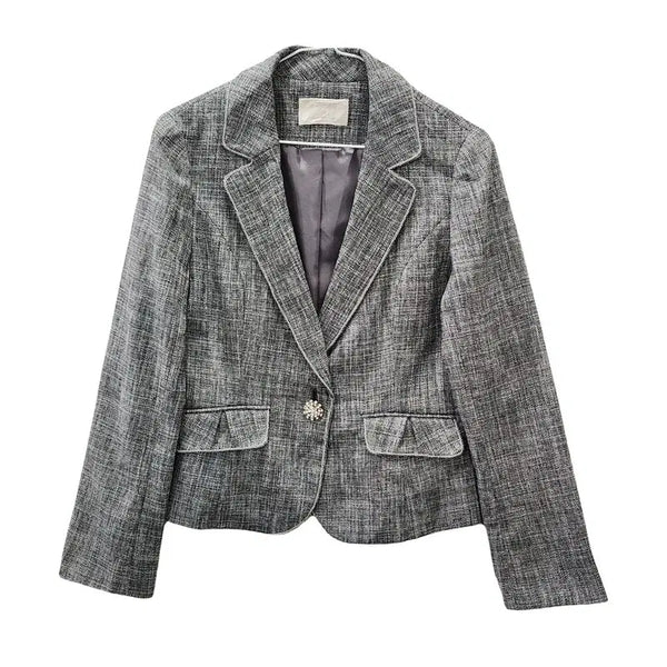 [BUNJANG] ANYSIS Vintage Check Emblem Light Gray Blazer / ANYSIS 빈티지 체크 앰블럼 라이트 그레이 블레이저