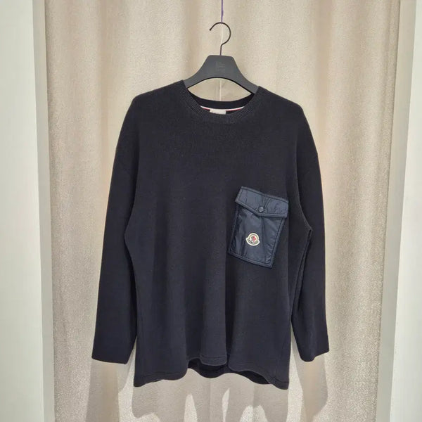 [BUNJANG] Moncler Logo Patch Pocket Knit XXL Navy / (XXL)몽클레어 로고 패치 포켓 니트 네이비
