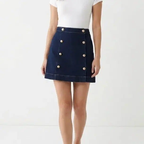 [BUNJANG] Denim Skirt Gold Trim / [55]리스트 금장 데님 스커트
