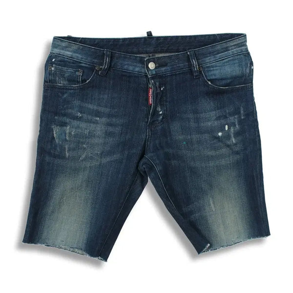 [BUNJANG] DSQUARED2 Cotton Poly Charm Logo Denim Half Pants (Men's 34) / 디스퀘어드2 (MEN - 34) 코튼 폴리 참 로고 데님 하프 팬츠