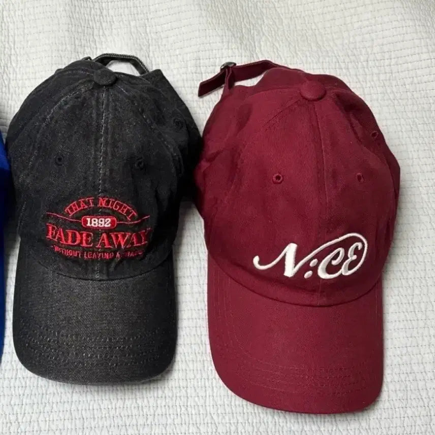 [BUNJANG] N:ice Cotton Ball Cap (Black Denim, Burgundy) / (실착 1회) N:ice 볼캡(흑청, 버건디)