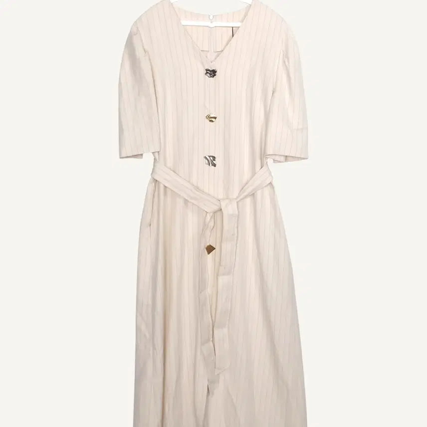[BUNJANG] MAGJAY Cream Stripe Long Dress / 매그제이 MAGJAY 크림 스트라이프 롱 원피스 (새상품)_A696