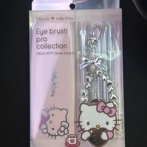 [BUNJANG] Fillimilli Hello Kitty Eyebrow Pro Collection Silver Edition Metal Keyring / 필리밀리 헬로키티 아이브러쉬 프로 컬렉션 실버 에디션 키티 메탈 키링