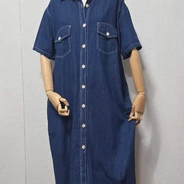 [BUNJANG] Short Sleeve Denim Shirt Dress / 반팔 데님 셔츠 원피스