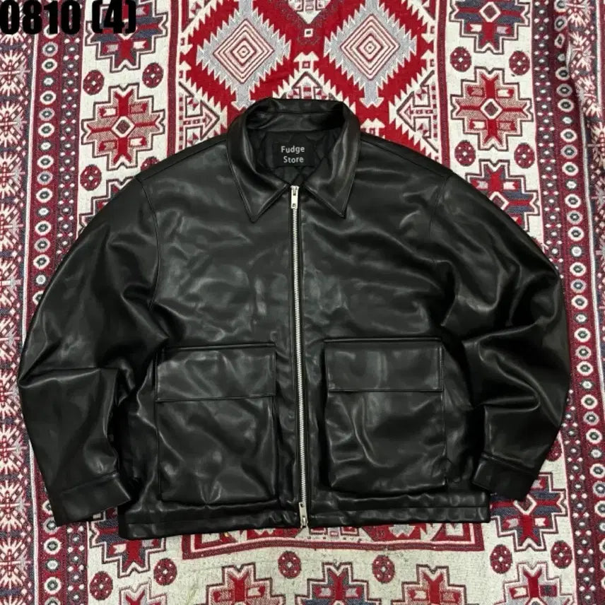 [BUNJANG] LAPOSTERIE Leather Jacket Black / 라퍼지스토어 레더 자켓 블랙