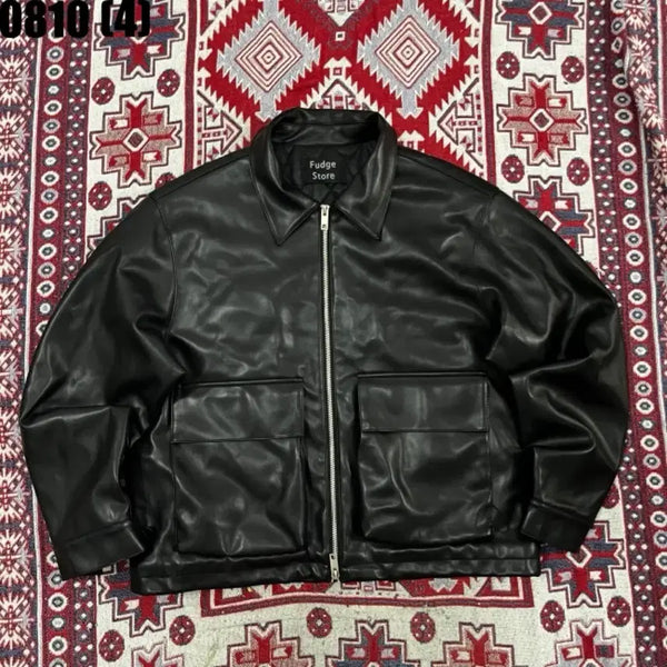 [BUNJANG] LAPOSTERIE Leather Jacket Black / 라퍼지스토어 레더 자켓 블랙