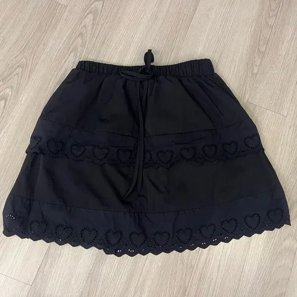 [BUNJANG] Heart Punching Layered Mini Skirt / 하트 펀칭 레이어드 스커트