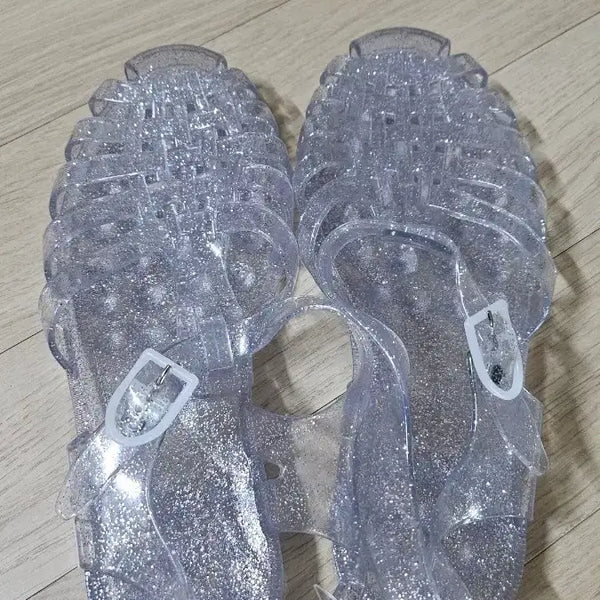 [BUNJANG] Medeuse Transparent Glitter Jelly Shoes / 메듀즈 젤리슈즈 투명 글리터(새상품)
