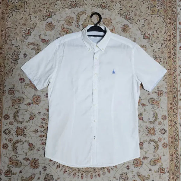 [BUNJANG] Beanpole Men's White Cotton Short-Sleeve Shirt Size 100 / 빈폴 남성 화이트 반팔 셔츠 100
