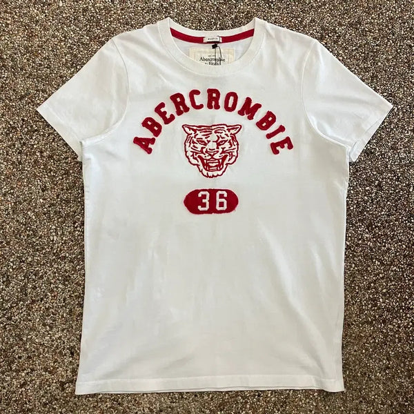 [BUNJANG] Abercrombie Tiger Logo Short Sleeve T-Shirt White / 124 아베크롬비 타이거 로고 반팔 화이트