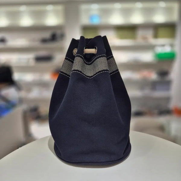 [BUNJANG] Hermès Herringbone Navy Bucket Bag Set / 에르메스 헤링본 네이비 복조리백