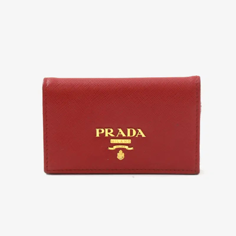 [BUNJANG] Prada Saffiano Leather Card Holder Red Gold / (정품)프라다 1MC122 사피아노 카드지갑 레드 금장