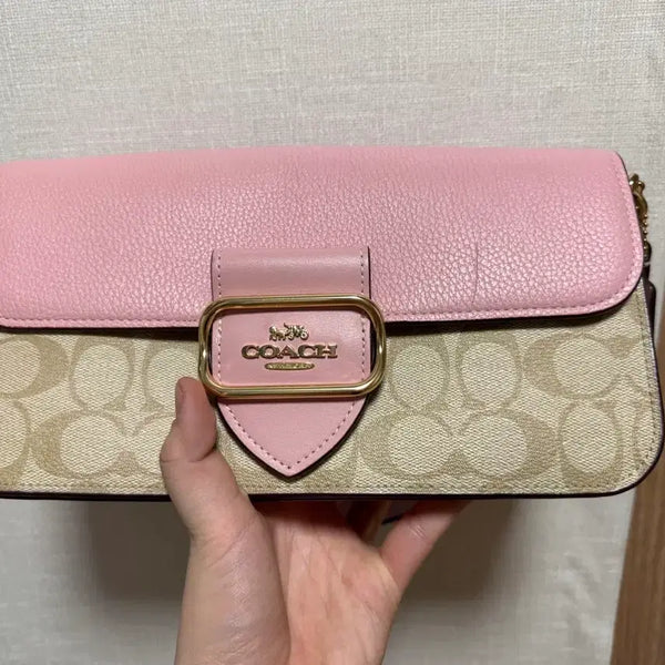[BUNJANG] Coach Pink Signature Pattern Shoulder Crossbody Bag / 코치 핑크 숄더크로스백