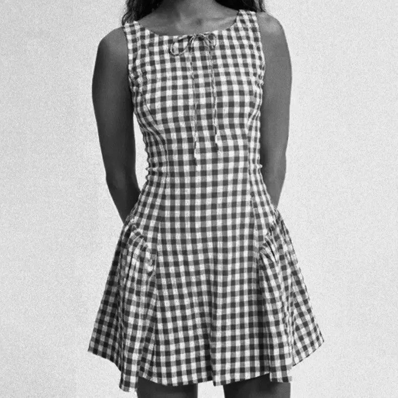 [BUNJANG] Gingham Check Flare Dress / ㅁ새상품ㅁ 깅엄체크 플레어 원피스