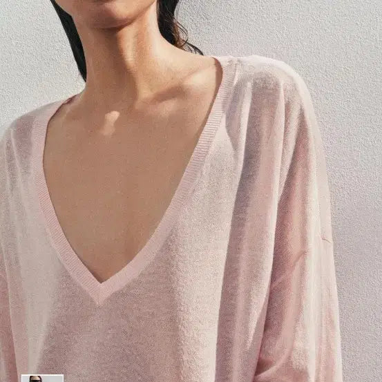 [BUNJANG] ZARA Deep V-Neck See-Through Knit Top / (새상품)자라 딥브이넥 시스루 니트