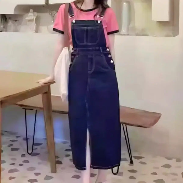 [BUNJANG] Denim Long Pinafore Dress / ㅁ새상품ㅁ 데님 롱 멜빵원피스