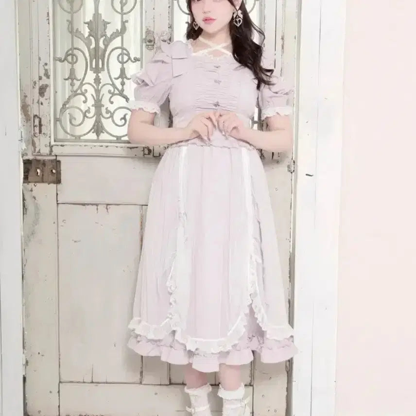 [BUNJANG] Noemie Lace Long Dress / 미사용) 노에미 noemie 레이스 롱 원피스 양산형 지뢰계 스나계