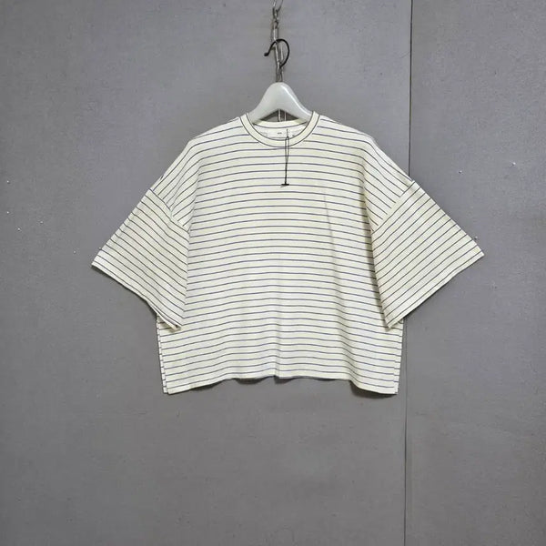 [BUNJANG] Soft Striped T-Shirt - Ivory/Black / 부드러운 줄무늬 티셔츠 F   n8158   미착용제품