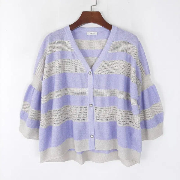 [BUNJANG] System Hansem Stripe Knit Cardigan 90 / 시스템 한섬 스트라이프 니트가디건 90