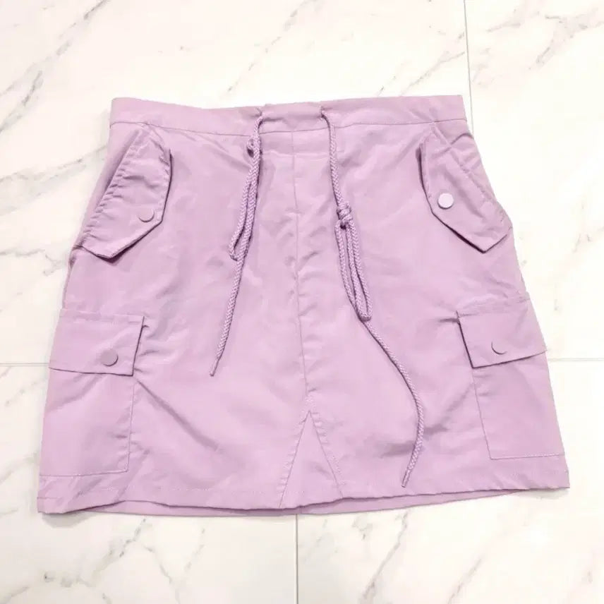 [BUNJANG] Pink Cargo String Mini Skirt / 새상품) 핑크 카고 스트링 미니스커트