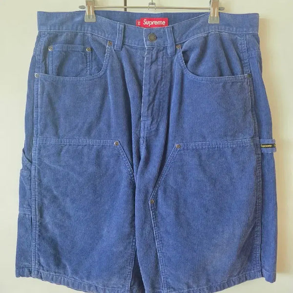[BUNJANG] Supreme Washed Corduroy Double Knee Painter Shorts Blue - 24SS / 슈프림 워시드 코듀로이 더블 니 페인터 쇼츠 블루 - 24SS