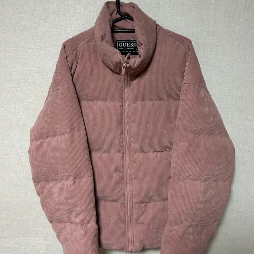 [BUNJANG] Guess Corduroy Padded Jacket Pink / 게스 코듀로이 패딩 핑크