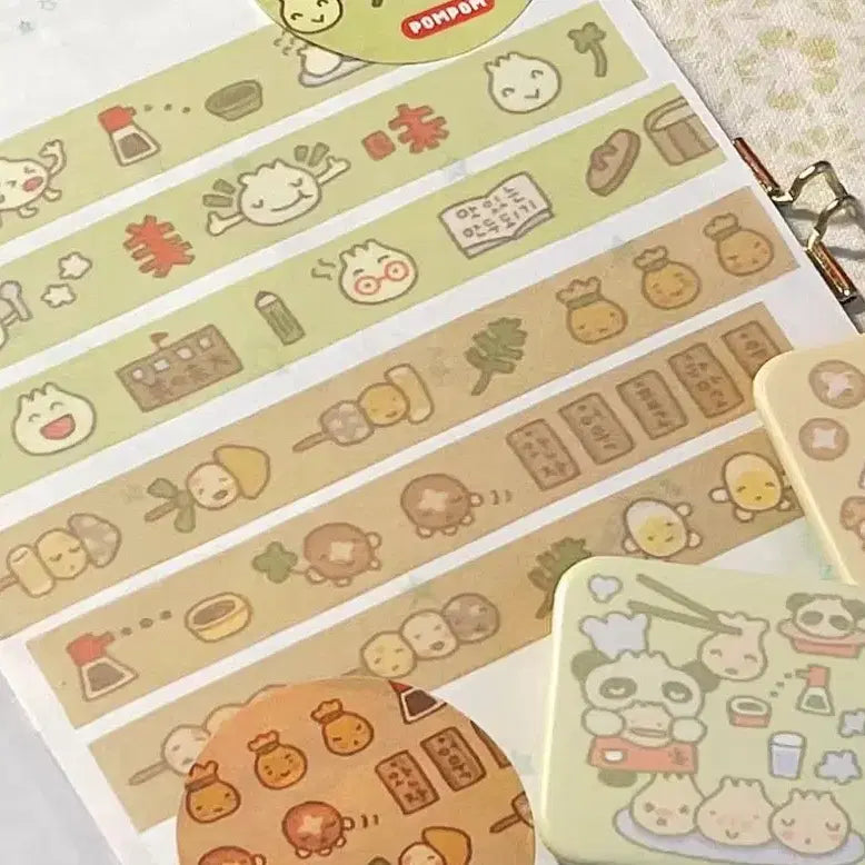 [BUNJANG] Pom Pom Fish Cake/Dumpling Washi Tape Set / [2종set]폼폼 어묵/만두 마테