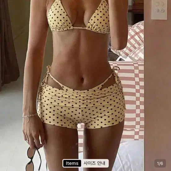 [BUNJANG] Polka Dot Bikini Set (3-Piece) / 도트 비키니 수영복 3세트