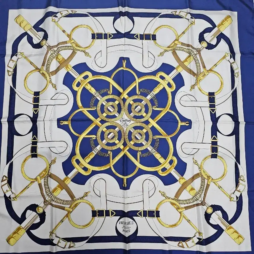 [BUNJANG] Hermes Carre 90 Eperon d'Or Silk Scarf / 에르메스 까레 90 에프론도르 실크 스카프