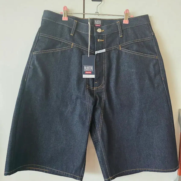 [BUNJANG] Supreme x Marithe Francois Girbaud X-Sym Baggy Denim Shorts Rigid Indigo / 슈프림 x 마리떼 프랑소와 저버 X-심 배기 데님 쇼츠 리지드 인디고 - 25SS