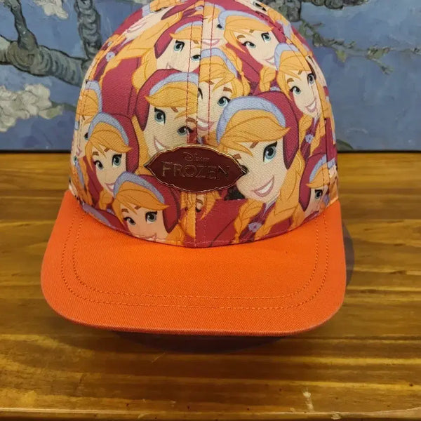 [BUNJANG] Disney Frozen Anna Face Pattern Ball Cap Orange / 디즈니 겨울왕국 안나 얼굴 패턴 볼캡 오렌지