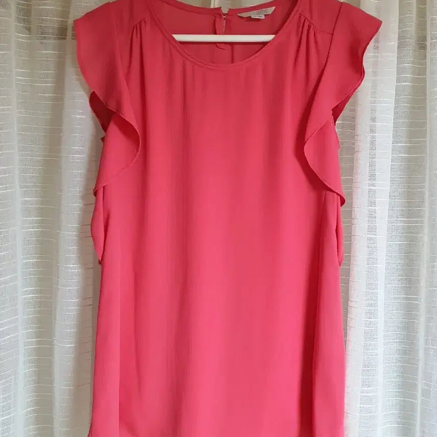 [BUNJANG] 2ME Pink Frill Sleeve Chiffon Blouse / 2ME 핑그 프릴 소매 쉬폰 블라우스