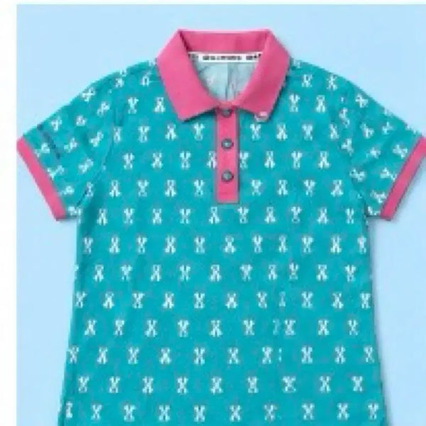 [BUNJANG] M.U SPORTS Women's Golf Polo Shirt Patterned Mint / 엠유스포츠 M.U SPORTS 골프웨어 여성 폴로티 38(90S)골프복 카라티 반팔티 패턴