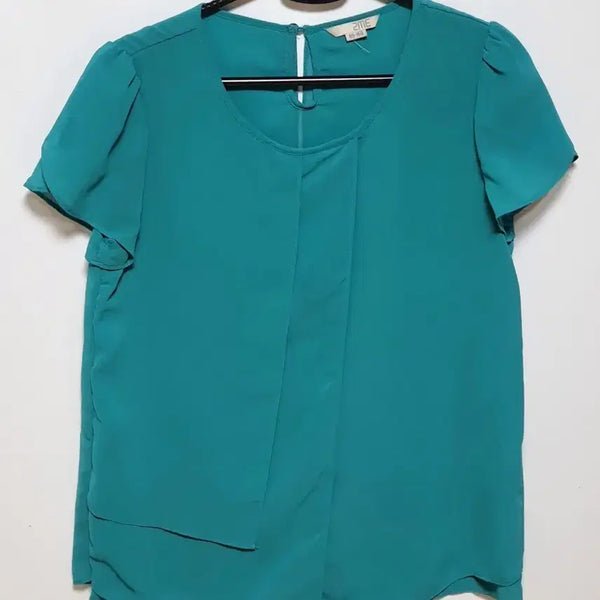 [BUNJANG] 2ME Mint Teal Chiffon Short Sleeve Blouse / 2ME 민트 청록 쉬폰 반팔 블라우스