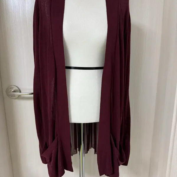 [BUNJANG] IZZAT BABA Burgundy Pleated Cardigan / IZZAT BABA  버건디 플리츠 가디건