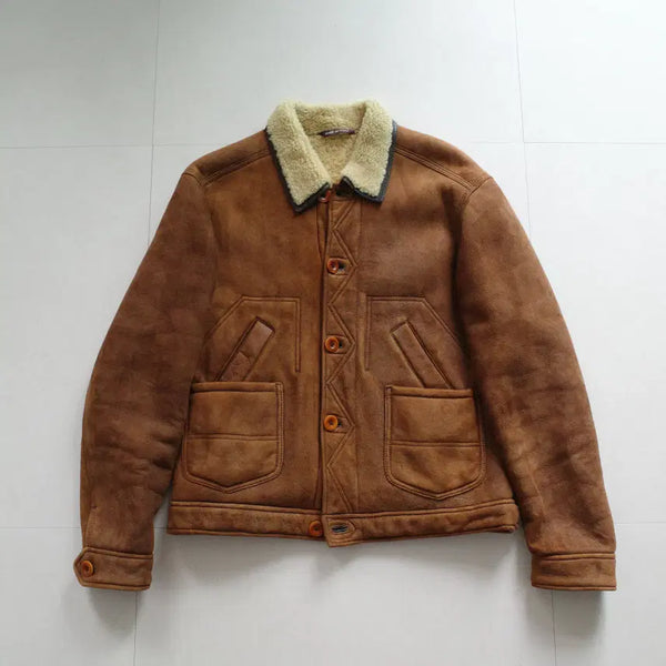[BUNJANG] Paul Smith Italian Made 100% Real Shearling Mustang Trucker Jacket / [L] 폴스미스 이태리 메이드 100% 리얼 양털 무스탕 트러커 자켓