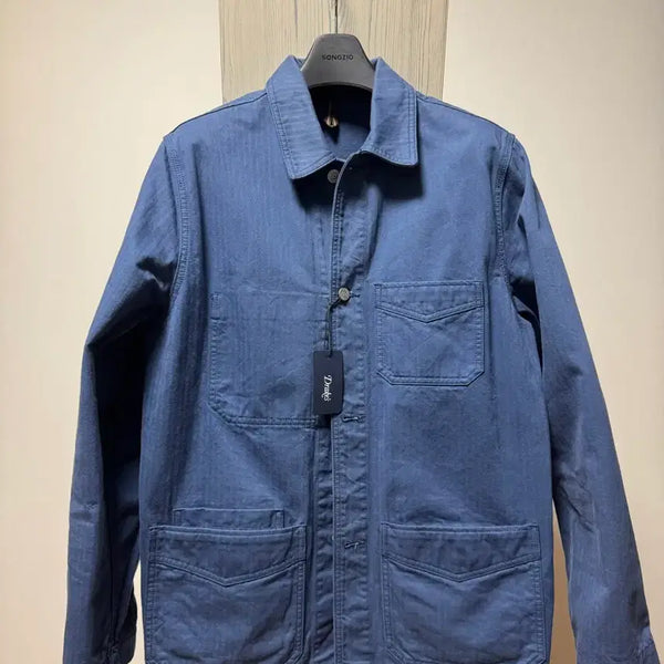 [BUNJANG] Drakes 24SS Herringbone Wax French Blue Chore Jacket / 24ss 드레익스 / 헤링본 왁스 / 프렌치블루 / 초어자켓 / 새상품