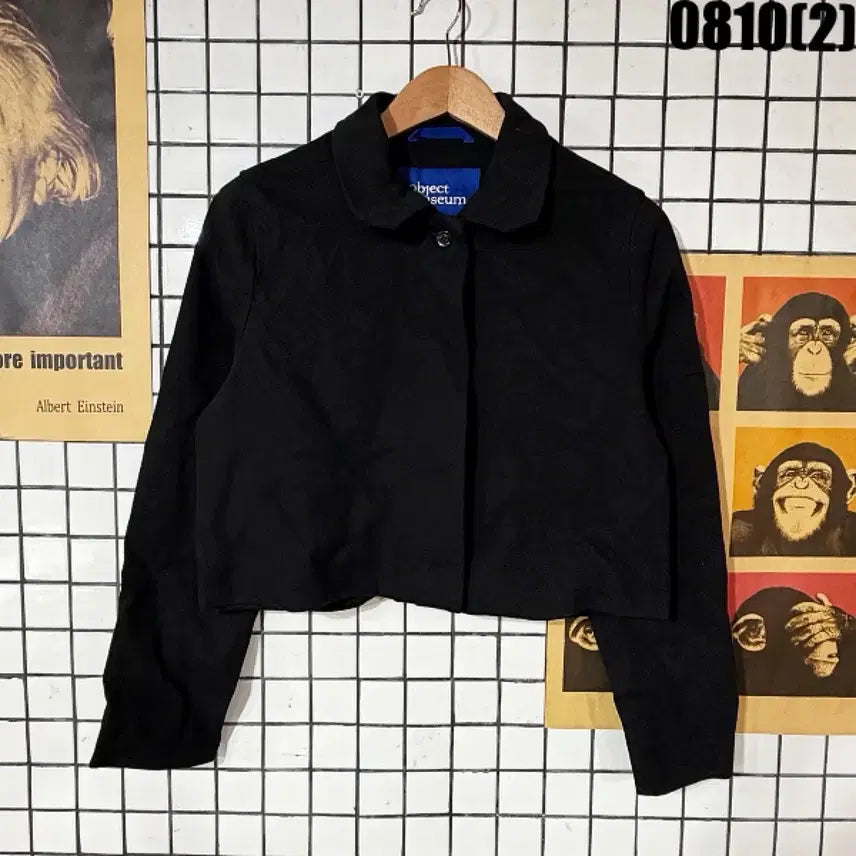 [BUNJANG] Object Museum Black Cropped Jacket 0810 / 오브젝트 뮤지엄 블랙 크롭 자켓 0810