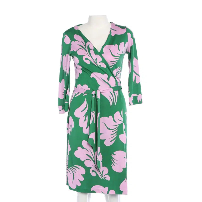 [BUNJANG] Diane von Furstenberg Silk Wrap Dress Green Floral Pattern Size S-M / DVF 다이앤본퍼스텐버그 S-M 실크 랩원피스 W-원피스-397