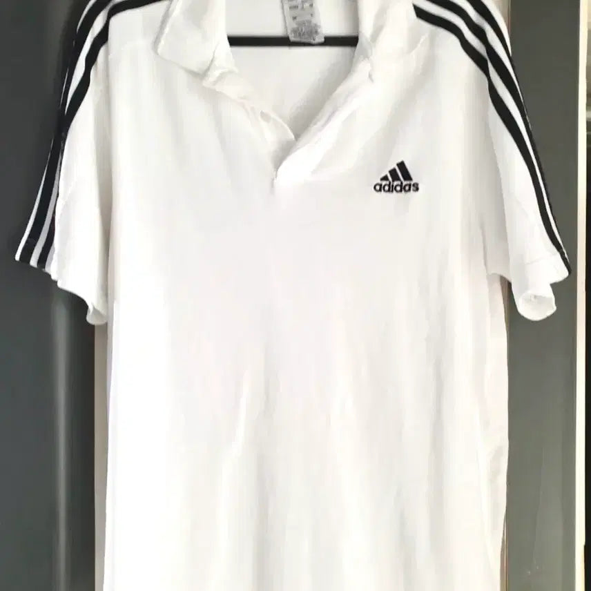 [BUNJANG] Adidas White Short Sleeve Polo T-Shirt XL / 아디다스 화이트 반팔 카라 폴로