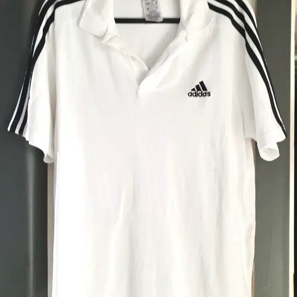 [BUNJANG] Adidas White Short Sleeve Polo T-Shirt XL / 아디다스 화이트 반팔 카라 폴로