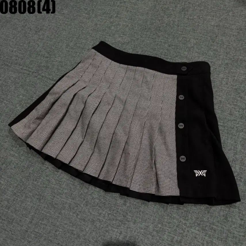 [BUNJANG] PXG Checked Pleated Skirt Black / PXG 플리츠 스커트 체크 블랙 0808