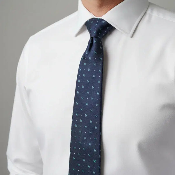 [BUNJANG] Daks Dog Pattern Navy Silk Necktie / 닥스 도그패턴 네이비 실크넥타이
