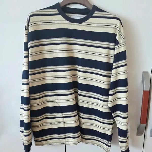 [BUNJANG] Espionage Lightweight Border Sweatshirt Navy / 에스피오나지 Lightweight Border Sweatshirt Navy