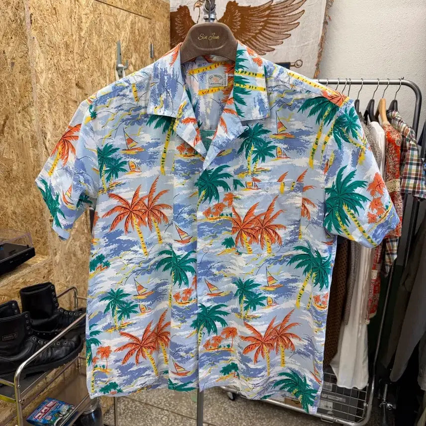 [BUNJANG] Palm Tree Pattern Hawaiian Shirt / 야자수 패턴 하와이안 셔츠