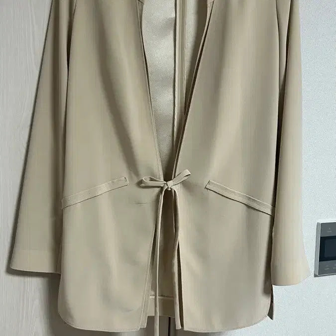 [BUNJANG] Obzee Beige Ribbon Tie Jacket / 한섬 오브제 obzee 자켓