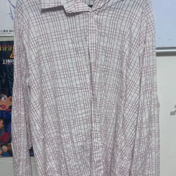 [BUNJANG] Pink Checkered Shirt / 핑크 체크무늬 셔츠