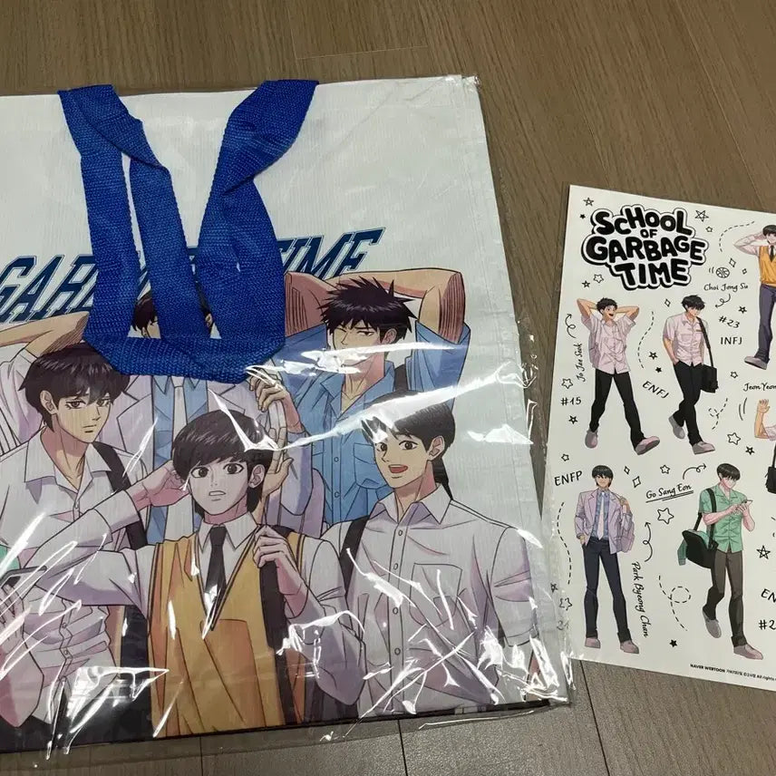 [BUNJANG] Garbage Time Pop-up Store Tarpaulin Bag & Sticker Set (Sealed) / [미개봉] 가비지타임 팝업스토어 특전 가방&스티커
