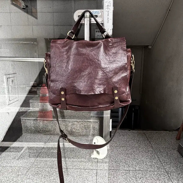[BUNJANG] IL BISONTE Washed Leather Medium Cross Bag / 일비종떼(ILBISONTE) 워싱 가죽 미디움 크로스 백