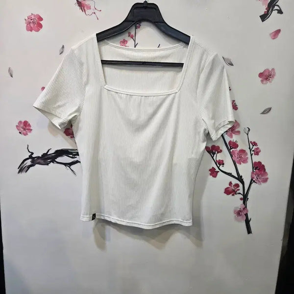 [BUNJANG] Xexymix Square Neck Short-Sleeve T-Shirt L / 젝시믹스 화이트 스퀘어넥 반팔티 L